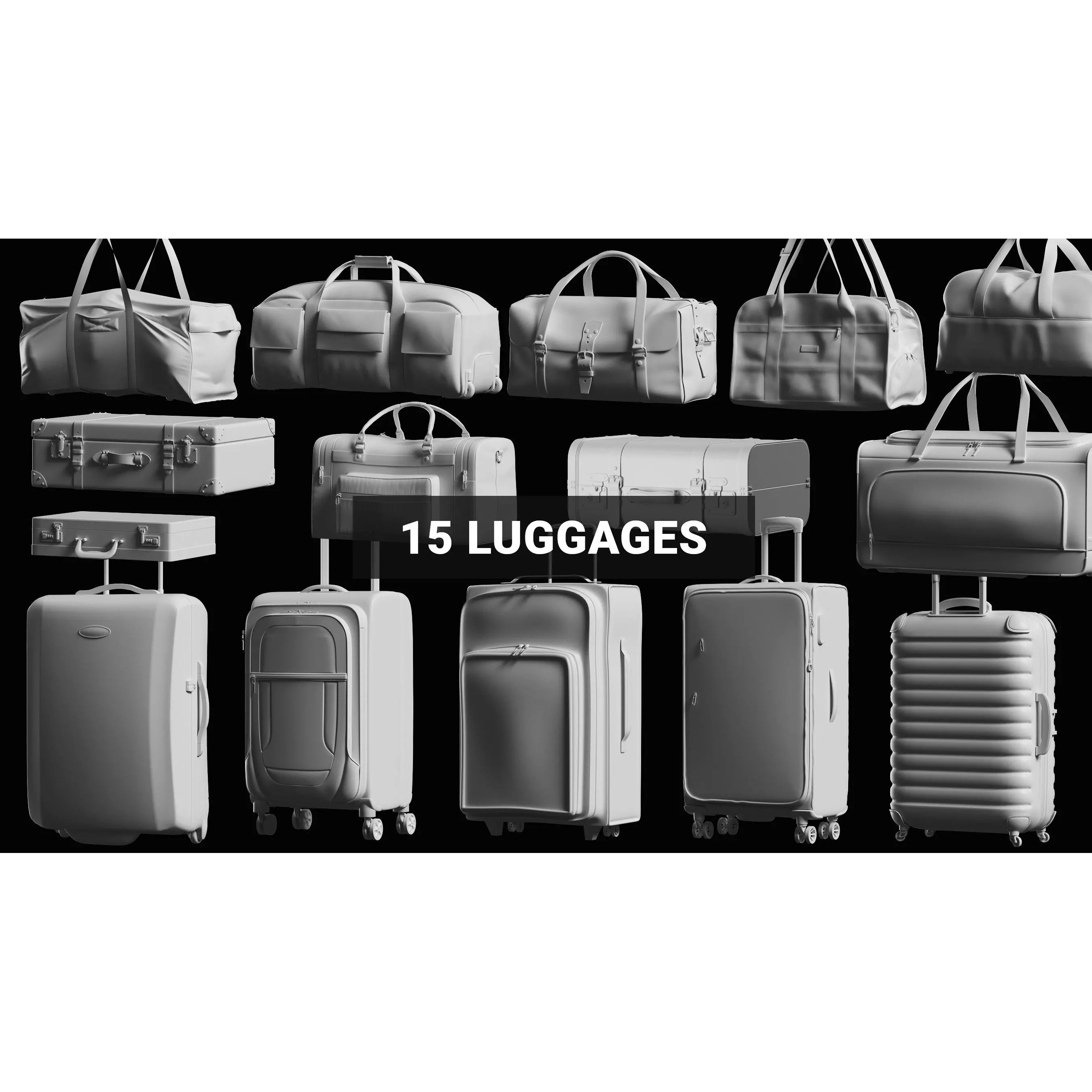 Luggage Basemesh Collection - Game-Ready 3D Model - View 2