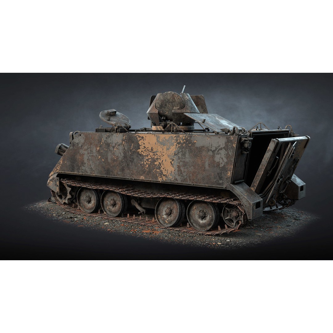 M113 APC 3D Model – Destroyed Low Poly Game Asset, FBX - View 3