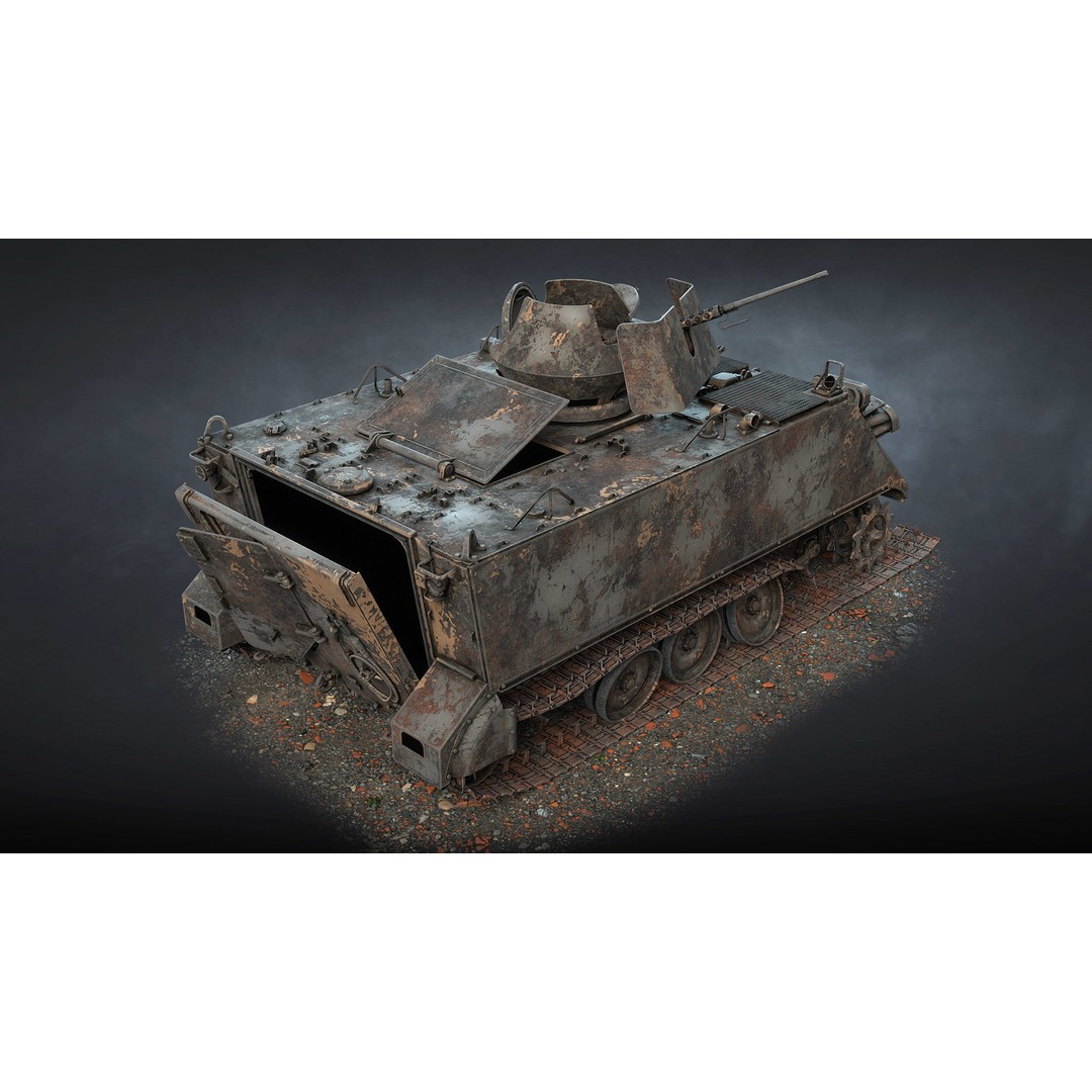 M113 APC 3D Model – Destroyed Low Poly Game Asset, FBX - View 4