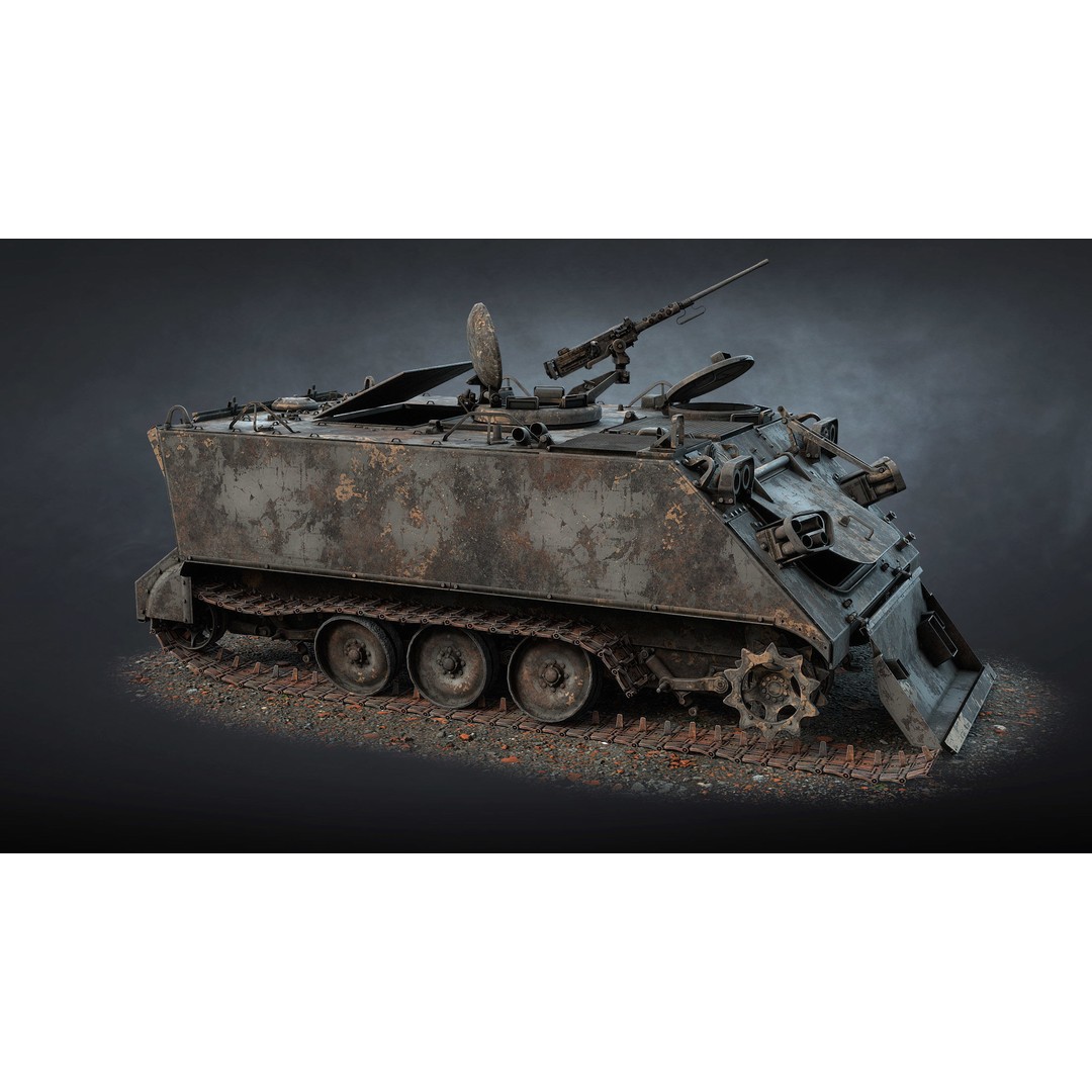 M113 APC 3D Model – Destroyed Low Poly Game Asset, FBX - View 5
