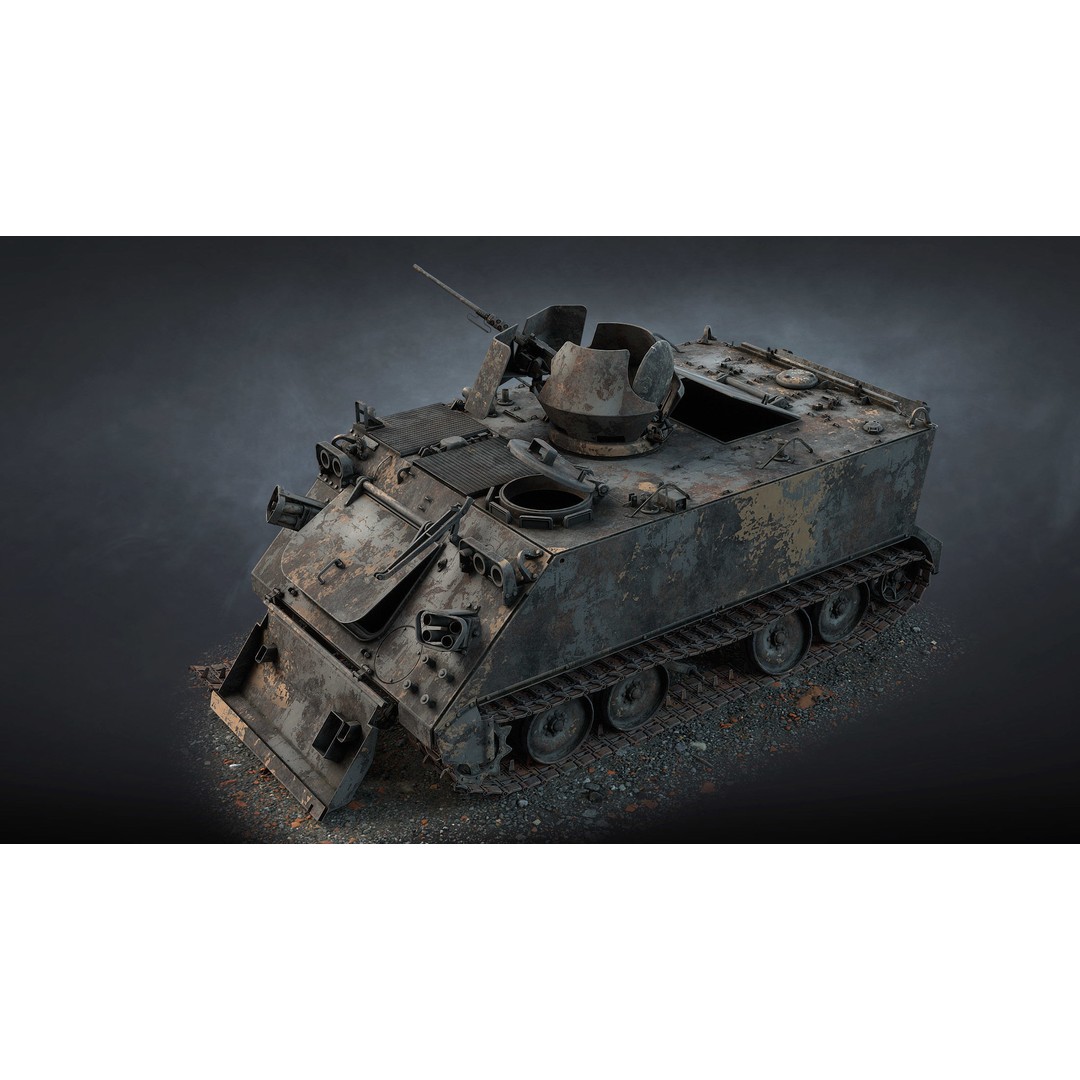 M113 APC 3D Model – Destroyed Low Poly Game Asset, FBX - View 6
