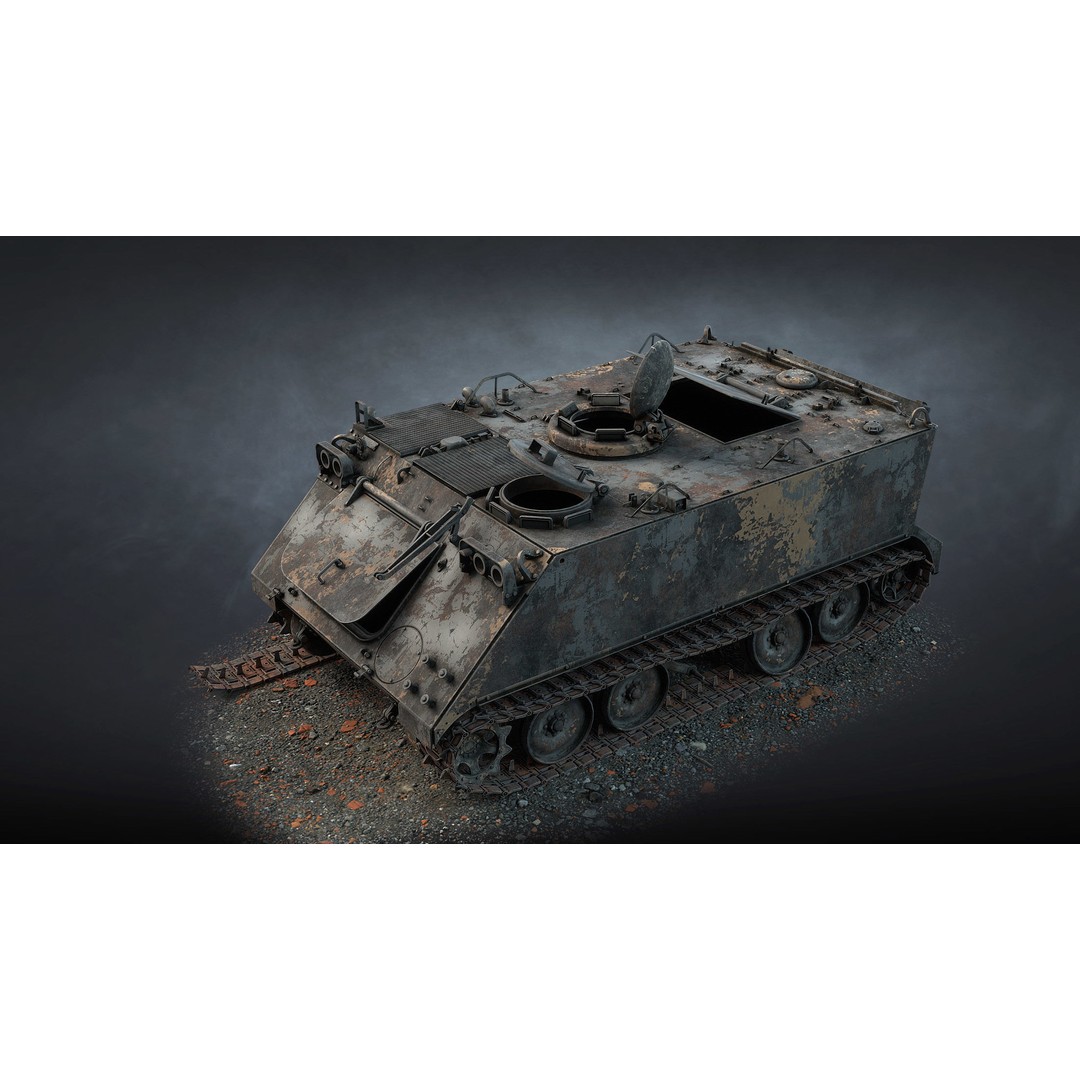 M113 APC 3D Model – Destroyed Low Poly Game Asset, FBX - View 7