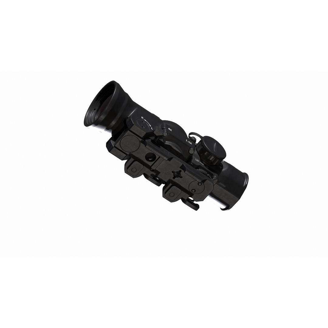 ELCAN SpecterDR 3D Model – Low Poly Military Scope with PBR Textures - View 6