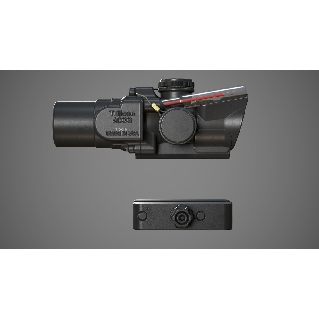 ACOG 1.5x16S 3D Model – Low Poly Replica Game Asset, FBX - View 6