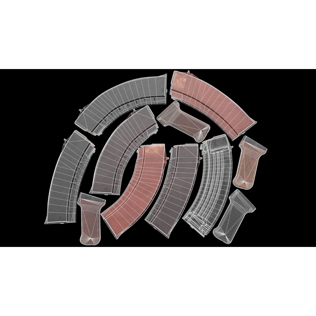 AK Magazines 3D Model – Low Poly Game Asset, PBR Textures, FBX