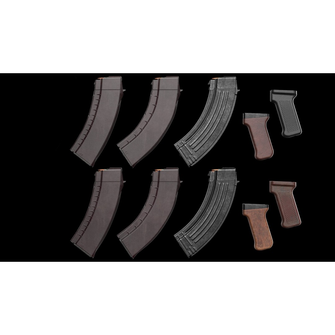 AK Magazines 3D Model – Low Poly Game Asset, PBR Textures, FBX - View 15