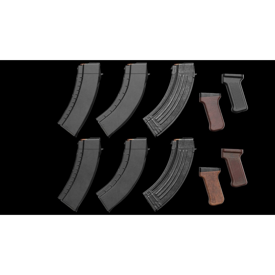 AK Magazines 3D Model – Low Poly Game Asset, PBR Textures, FBX - View 16