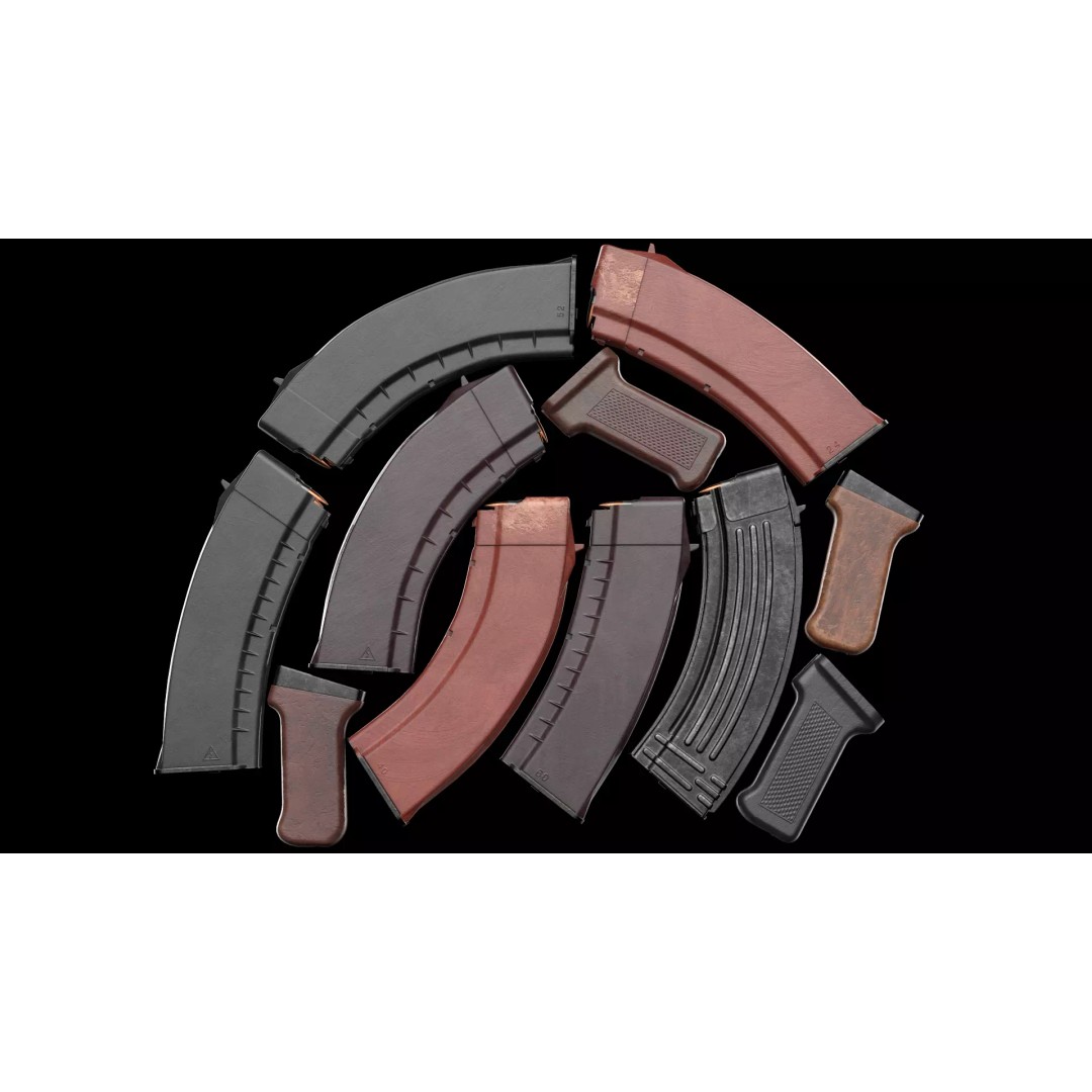 AK Magazines 3D Model – Low Poly Game Asset, PBR Textures, FBX - View 2