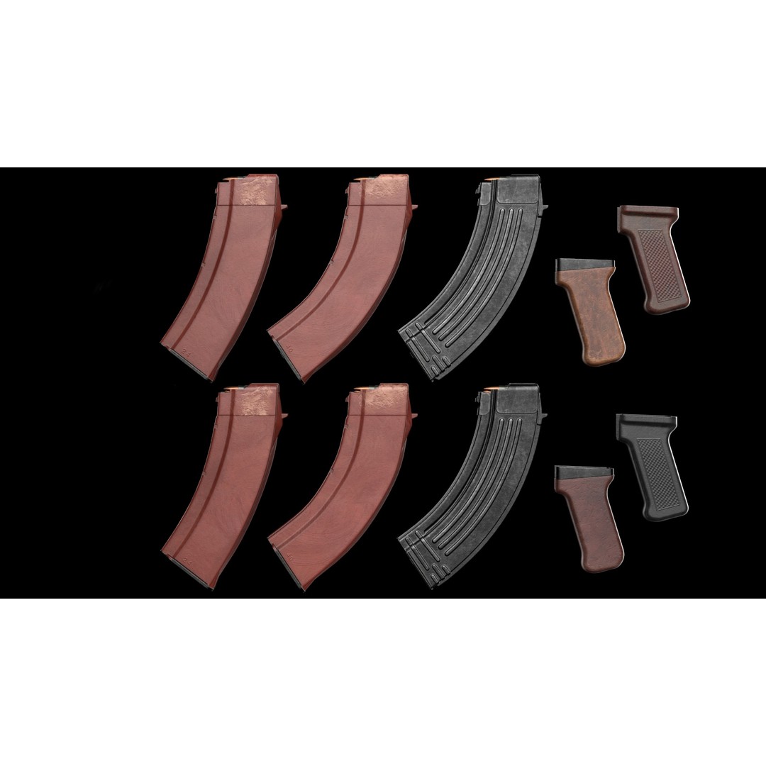 AK Magazines 3D Model – Low Poly Game Asset, PBR Textures, FBX - View 3