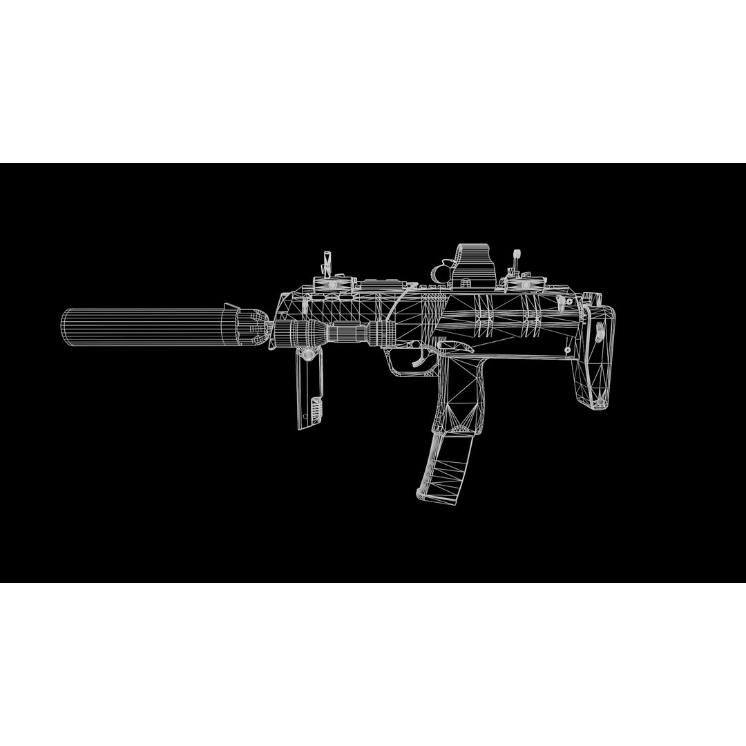 Mp7 Submachine Gun 3D Model – Low Poly Game Asset, FBX, Rigged