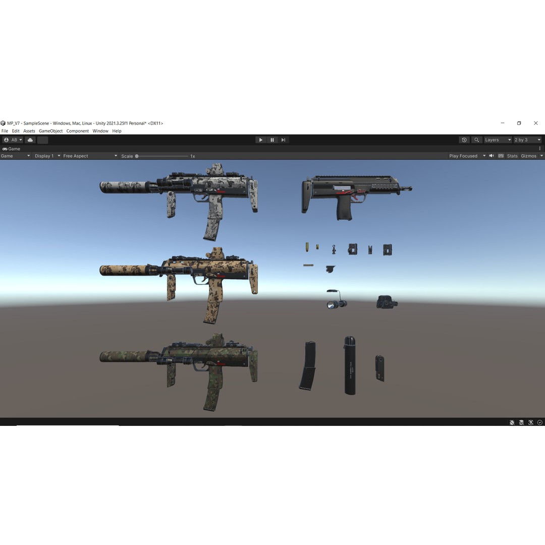 Mp7 Submachine Gun 3D Model – Low Poly Game Asset, FBX, Rigged - View 11