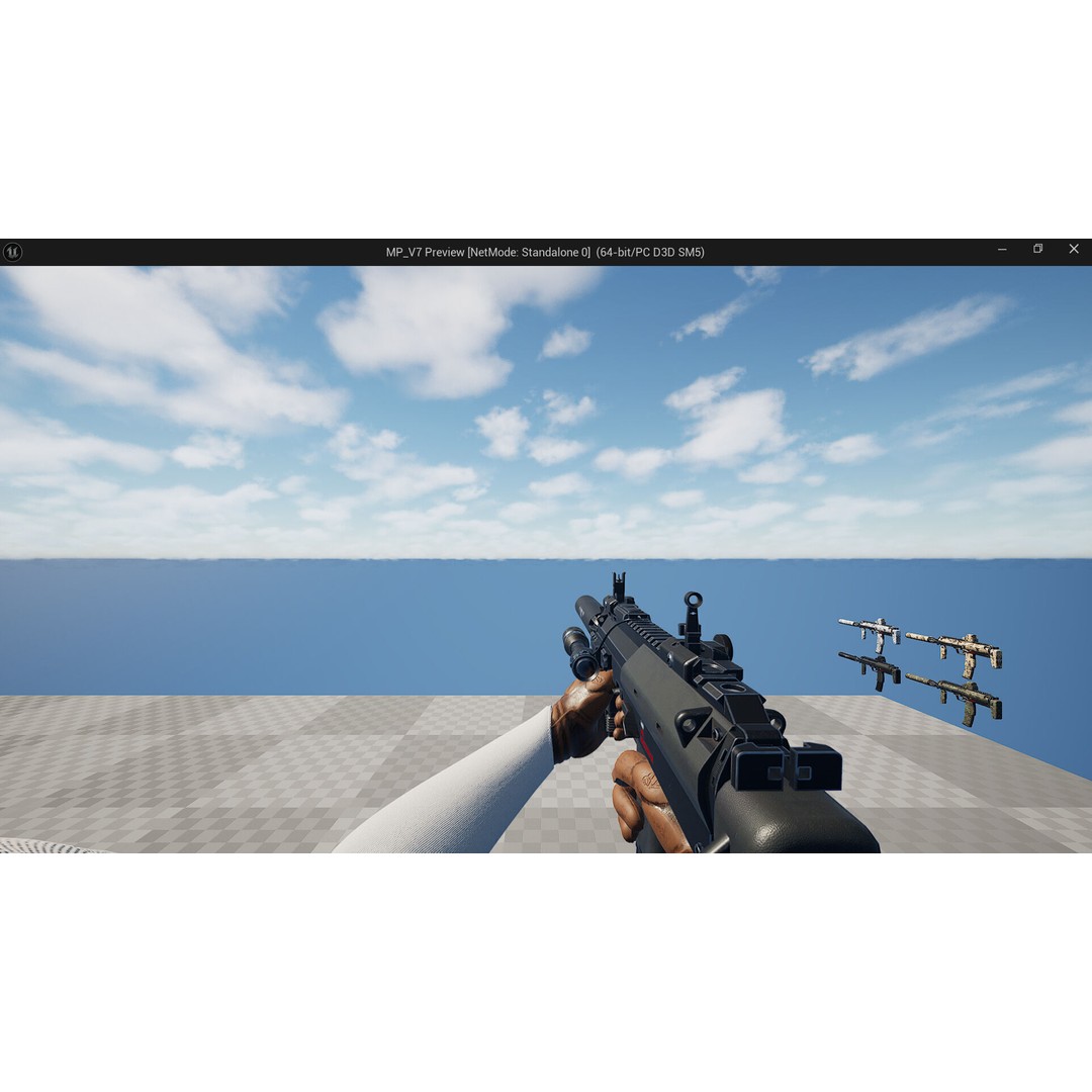 Mp7 Submachine Gun 3D Model – Low Poly Game Asset, FBX, Rigged - View 12