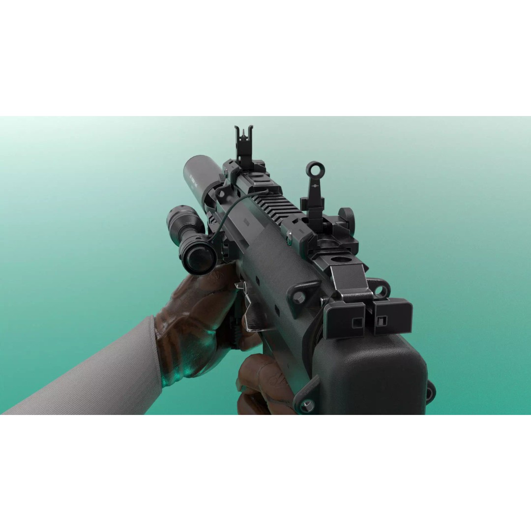 Mp7 Submachine Gun 3D Model – Low Poly Game Asset, FBX, Rigged - View 2