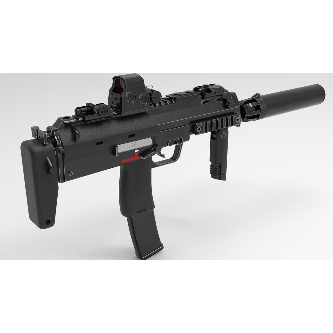 Mp7 Submachine Gun 3D Model – Low Poly Game Asset, FBX, Rigged - View 5