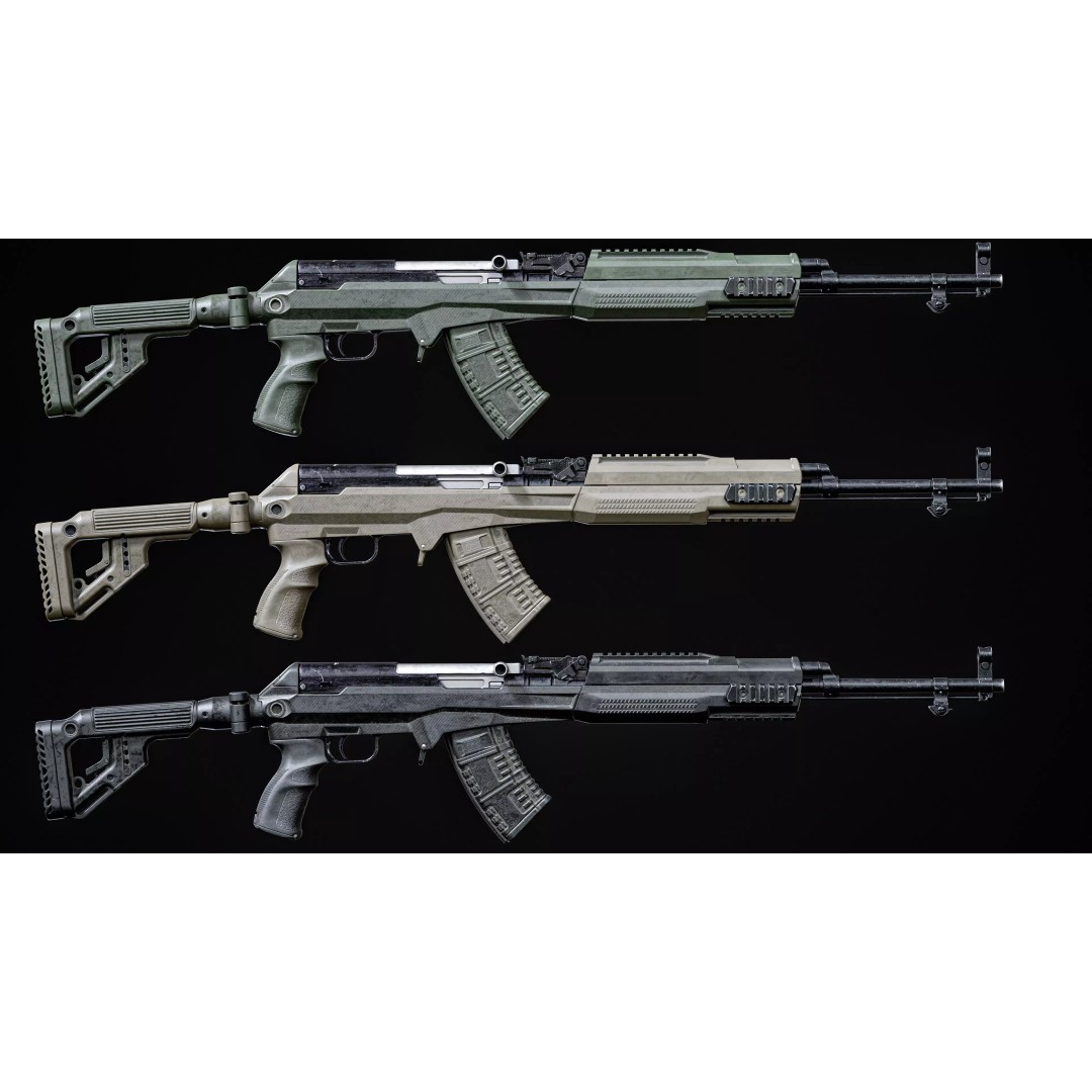 SKS Carbine 3D Model – Low Poly Tactical Asset, Rigged, FBX - View 9
