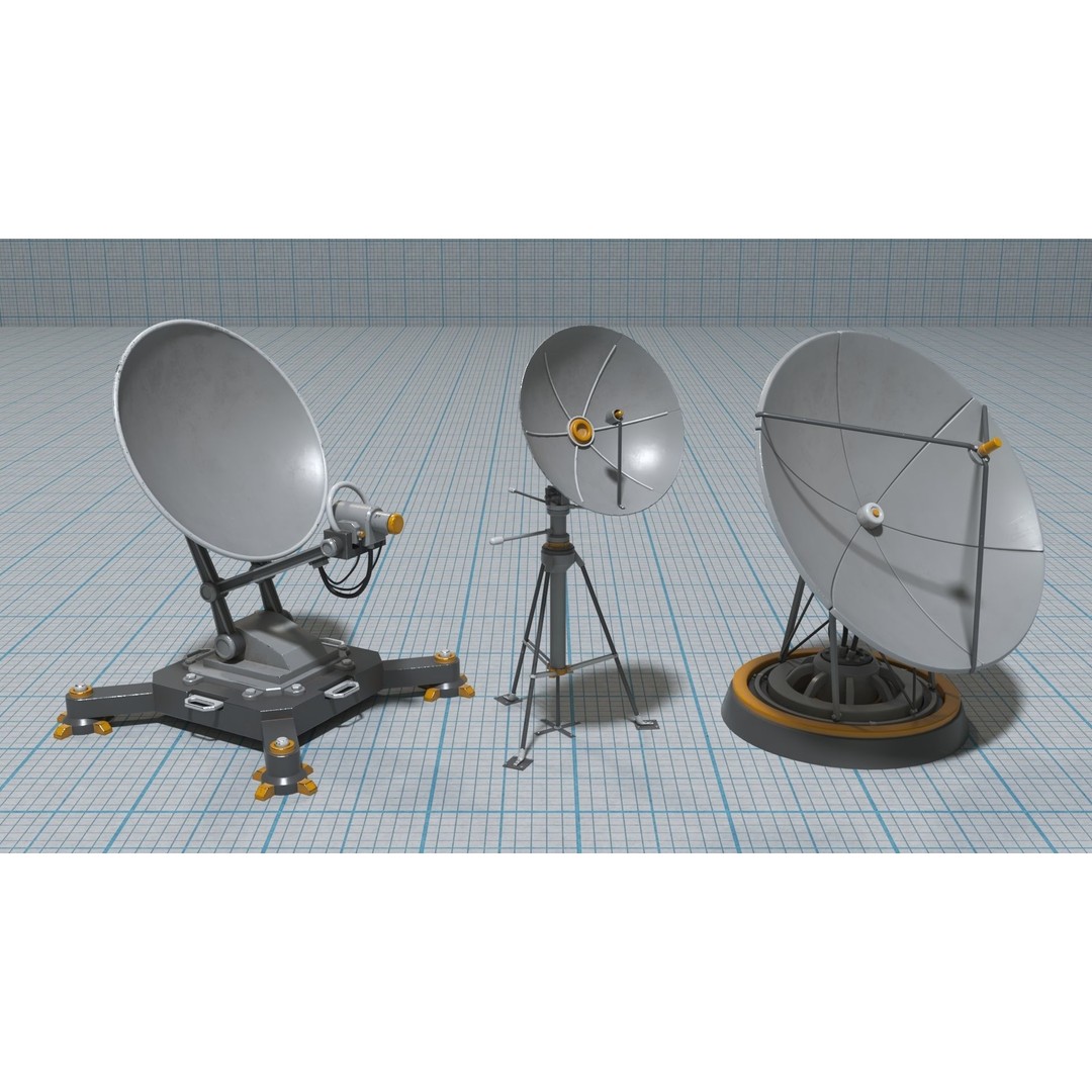 Antennas 3D Model – Low Poly Collection of 21 Textured Pieces, FBX - View 14