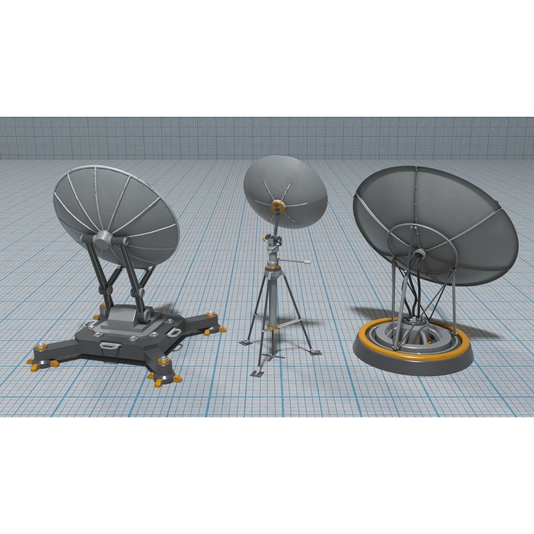 Antennas 3D Model – Low Poly Collection of 21 Textured Pieces, FBX - View 15