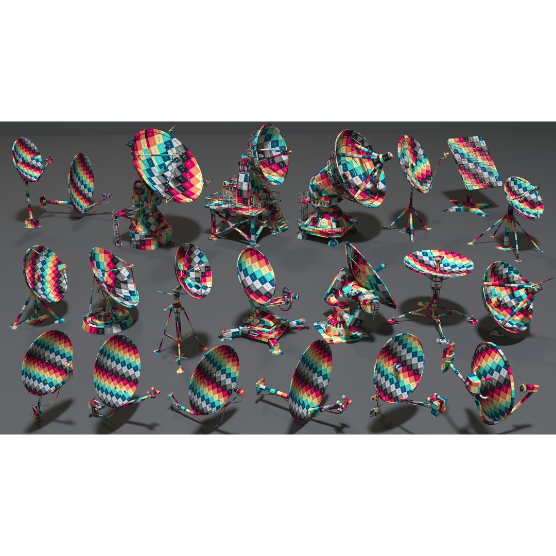 Antennas 3D Model – Low Poly Collection of 21 Textured Pieces, FBX - View 5