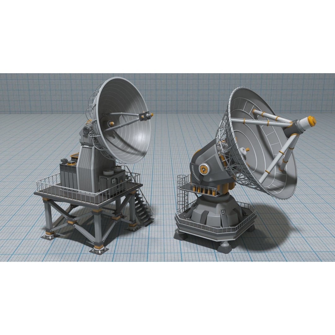 Antennas 3D Model – Low Poly Collection of 21 Textured Pieces, FBX - View 6