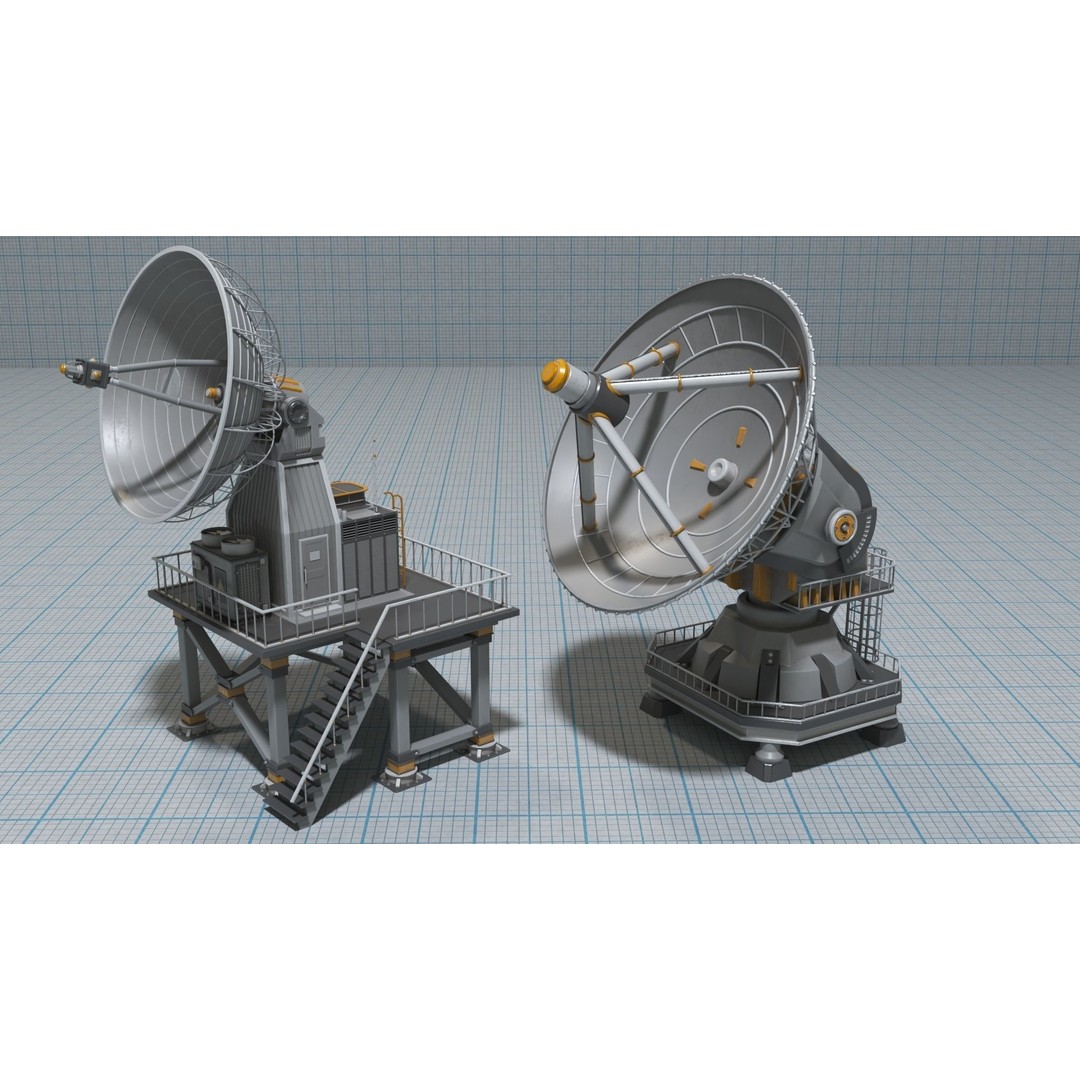 Antennas 3D Model – Low Poly Collection of 21 Textured Pieces, FBX - View 7