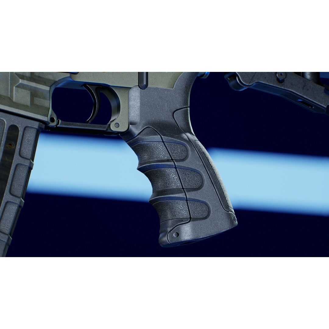 Haenel MK 556 3D Model – Low Poly Game-Ready Rifle, FBX, OBJ - View 10