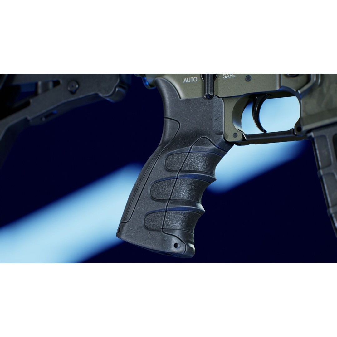 Haenel MK 556 3D Model – Low Poly Game-Ready Rifle, FBX, OBJ - View 11