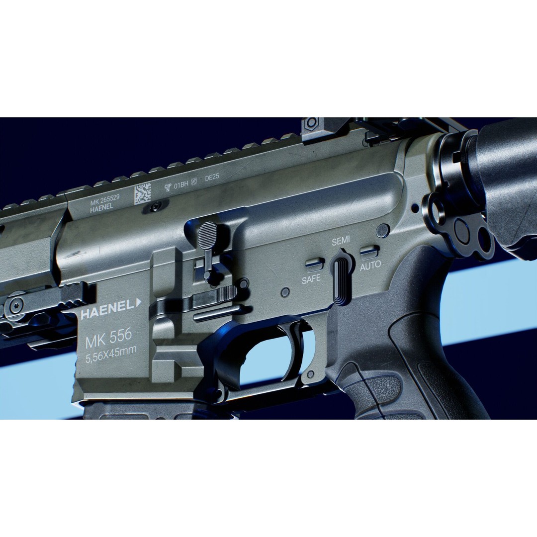 Haenel MK 556 3D Model – Low Poly Game-Ready Rifle, FBX, OBJ - View 17
