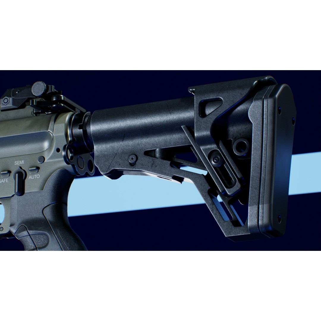 Haenel MK 556 3D Model – Low Poly Game-Ready Rifle, FBX, OBJ - View 21