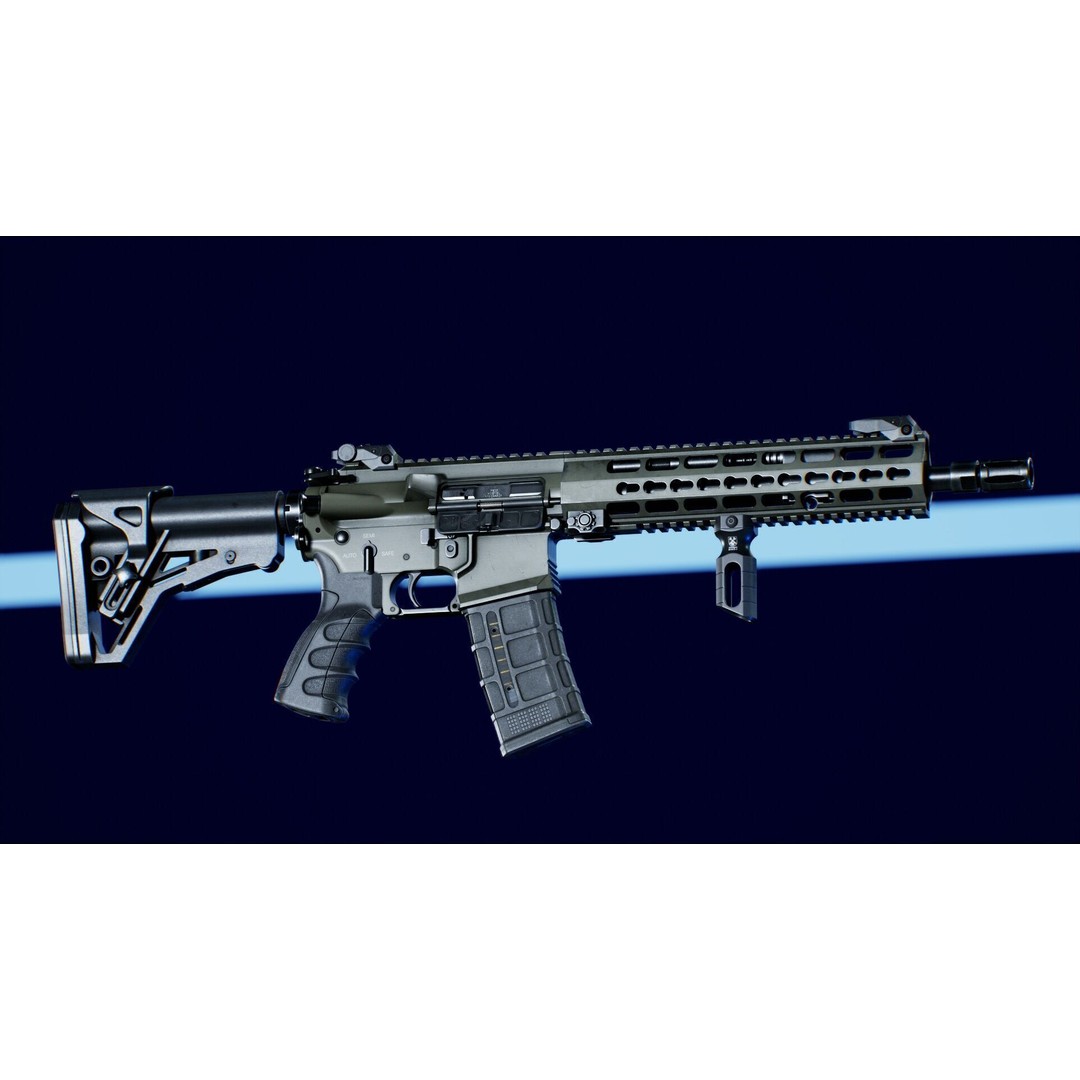 Haenel MK 556 3D Model – Low Poly Game-Ready Rifle, FBX, OBJ - View 22