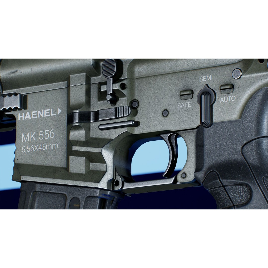 Haenel MK 556 3D Model – Low Poly Game-Ready Rifle, FBX, OBJ - View 26