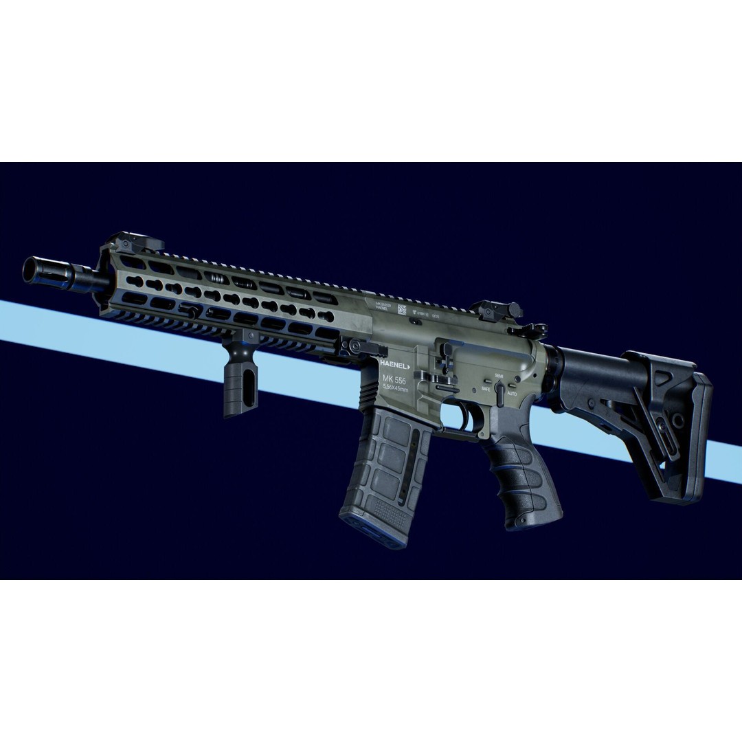 Haenel MK 556 3D Model – Low Poly Game-Ready Rifle, FBX, OBJ - View 3