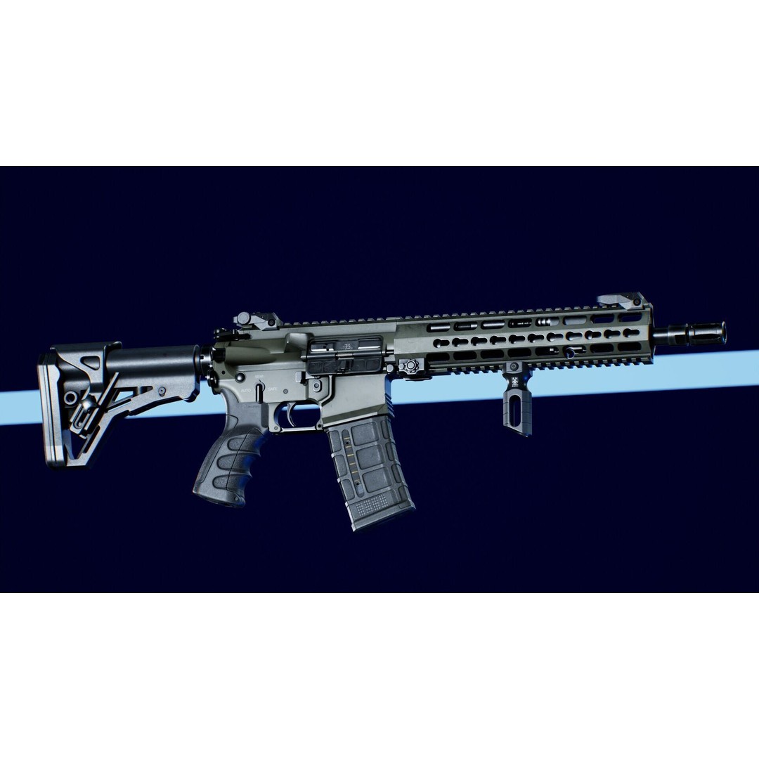 Haenel MK 556 3D Model – Low Poly Game-Ready Rifle, FBX, OBJ - View 4