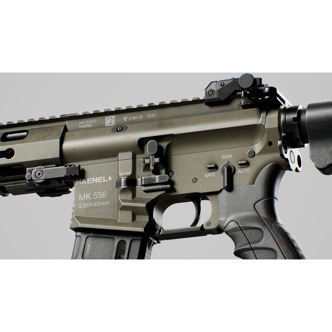 Haenel MK 556 3D Model – Low Poly Game-Ready Rifle, FBX, OBJ - View 45