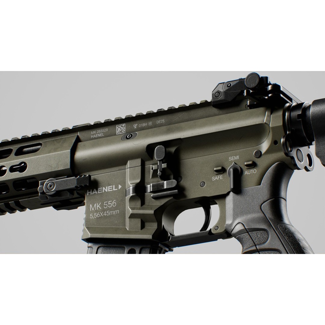 Haenel MK 556 3D Model – Low Poly Game-Ready Rifle, FBX, OBJ - View 46