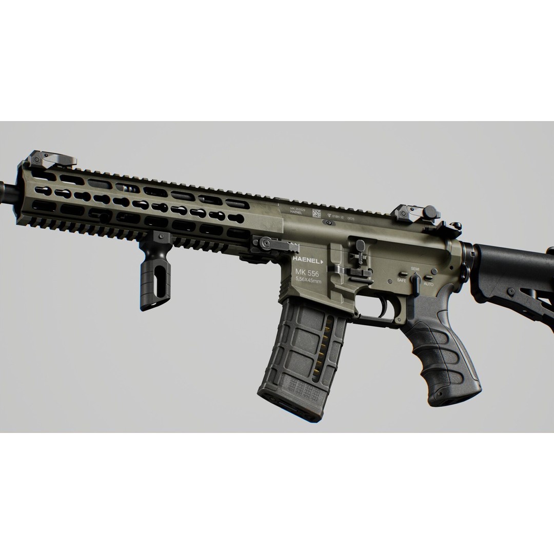 Haenel MK 556 3D Model – Low Poly Game-Ready Rifle, FBX, OBJ - View 48