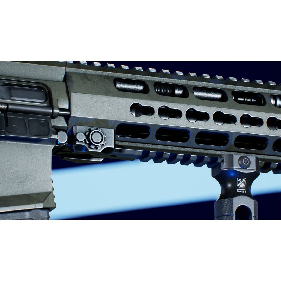 Haenel MK 556 3D Model – Low Poly Game-Ready Rifle, FBX, OBJ - View 7