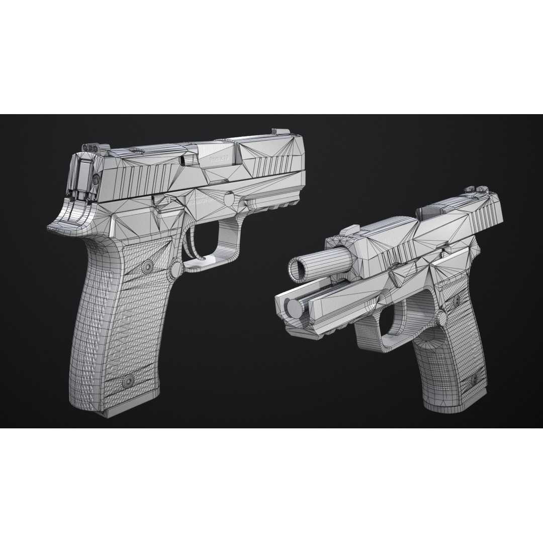 SIG Sauer P320 AXG Classic 3D Model – Low Poly Game-Ready Asset, FBX - View 10