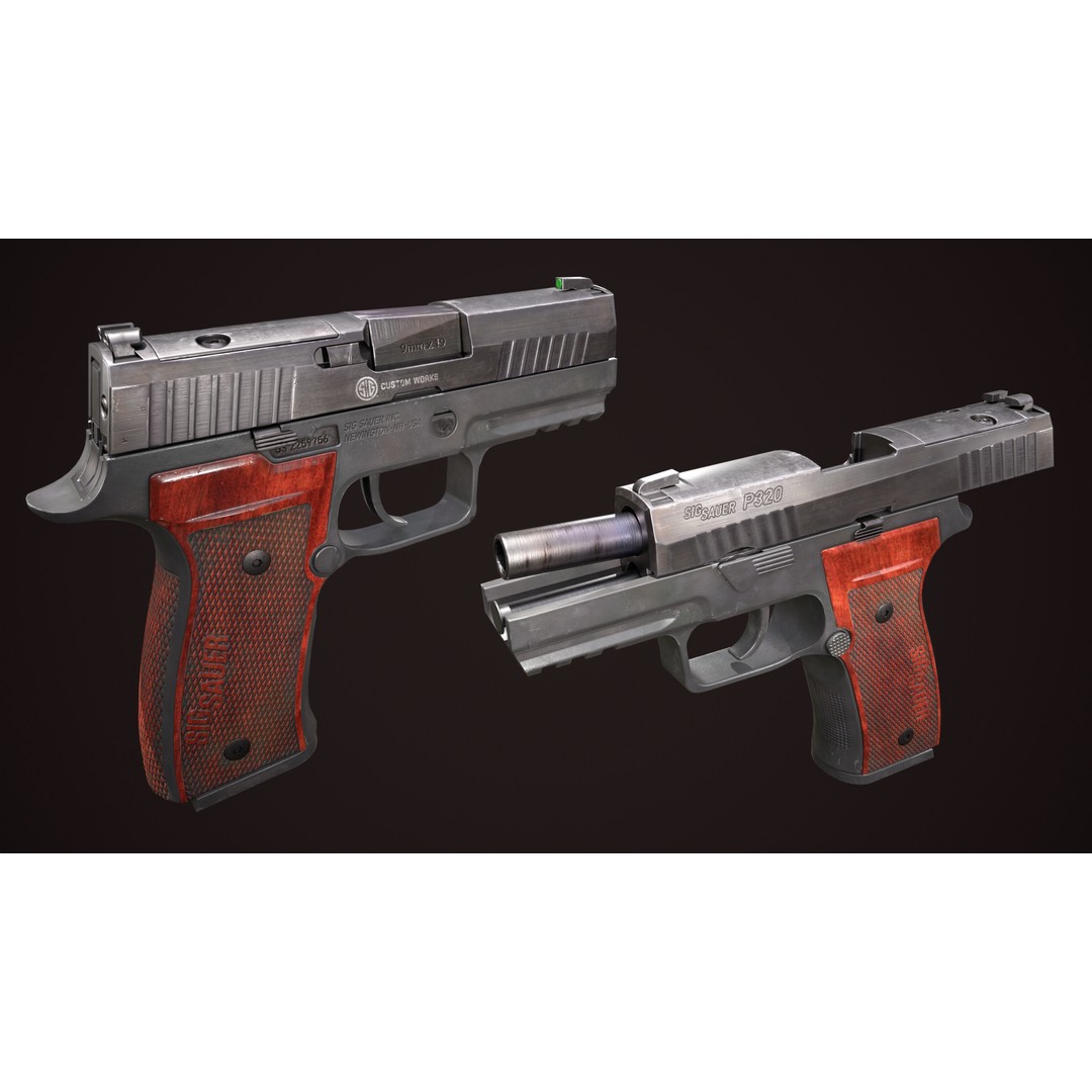 SIG Sauer P320 AXG Classic 3D Model – Low Poly Game-Ready Asset, FBX - View 4