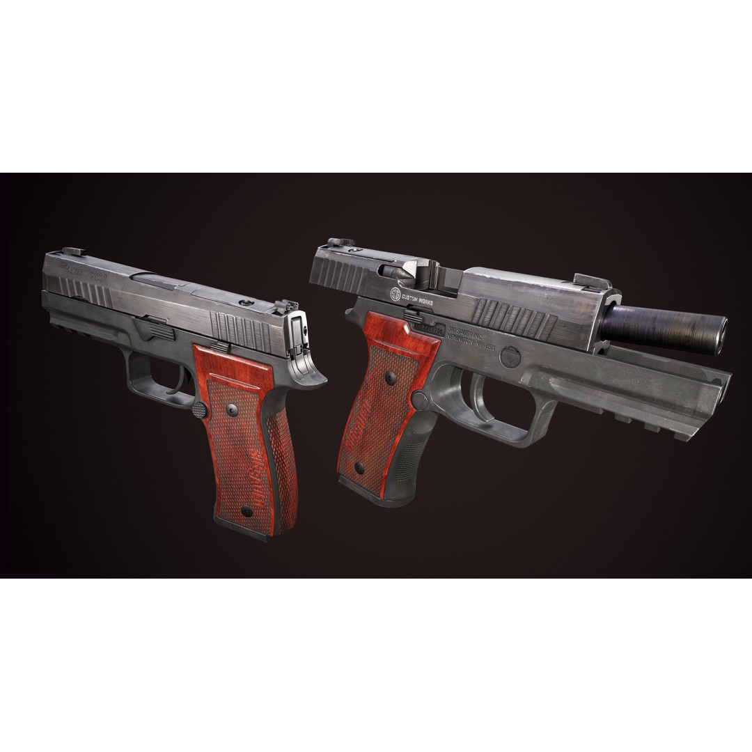 SIG Sauer P320 AXG Classic 3D Model – Low Poly Game-Ready Asset, FBX - View 5
