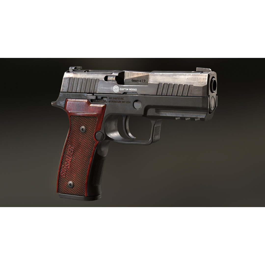 SIG Sauer P320 AXG Classic 3D Model – Low Poly Game-Ready Asset, FBX - View 6