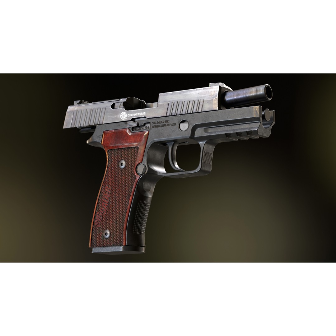 SIG Sauer P320 AXG Classic 3D Model – Low Poly Game-Ready Asset, FBX - View 8