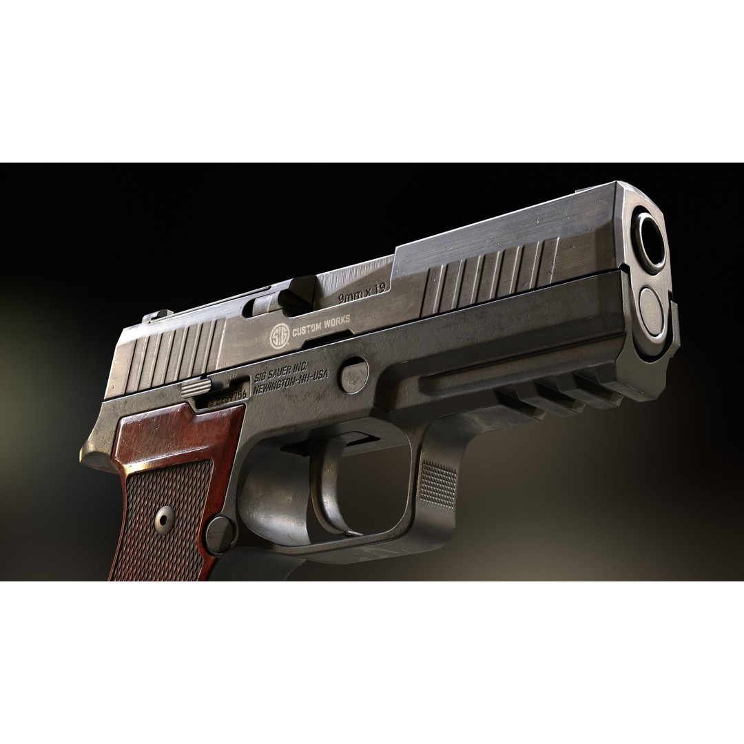 SIG Sauer P320 AXG Classic 3D Model – Low Poly Game-Ready Asset, FBX - View 9