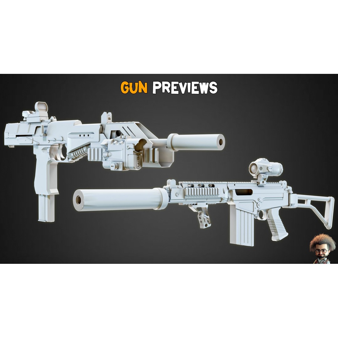 Modern Gun 3D Model – Low Poly Game-Ready Asset, FBX, OBJ, Blender - View 10