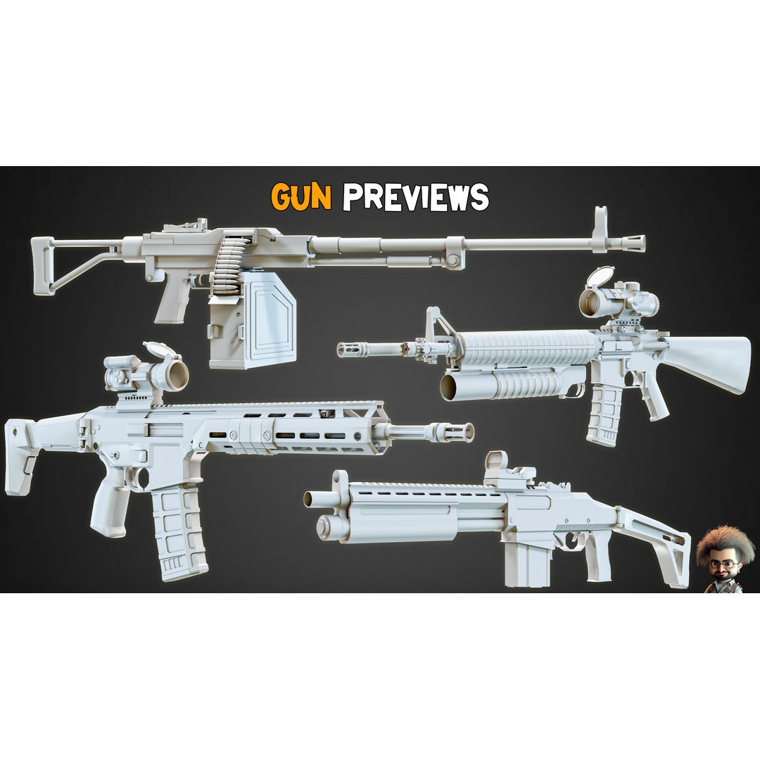 Modern Gun 3D Model – Low Poly Game-Ready Asset, FBX, OBJ, Blender - View 5