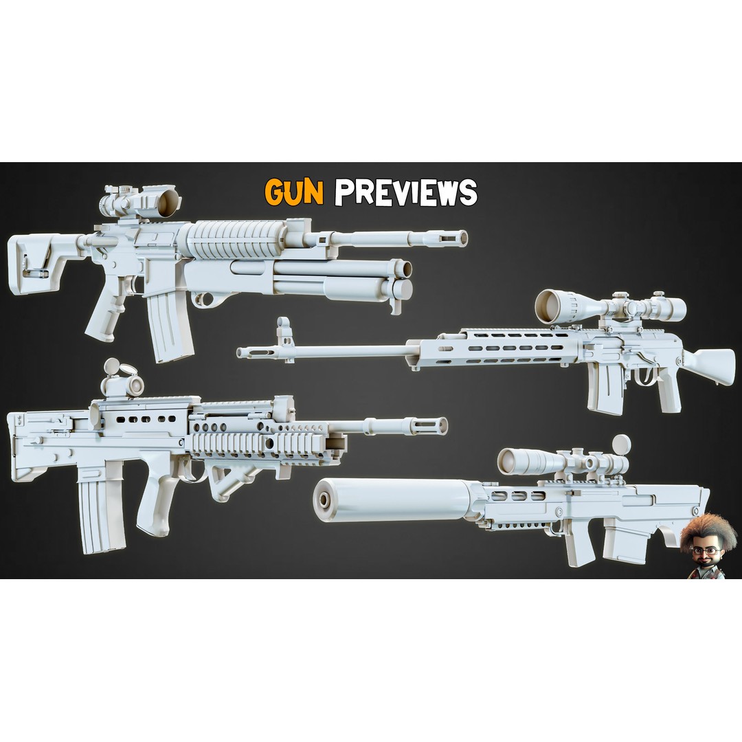 Modern Gun 3D Model – Low Poly Game-Ready Asset, FBX, OBJ, Blender - View 6