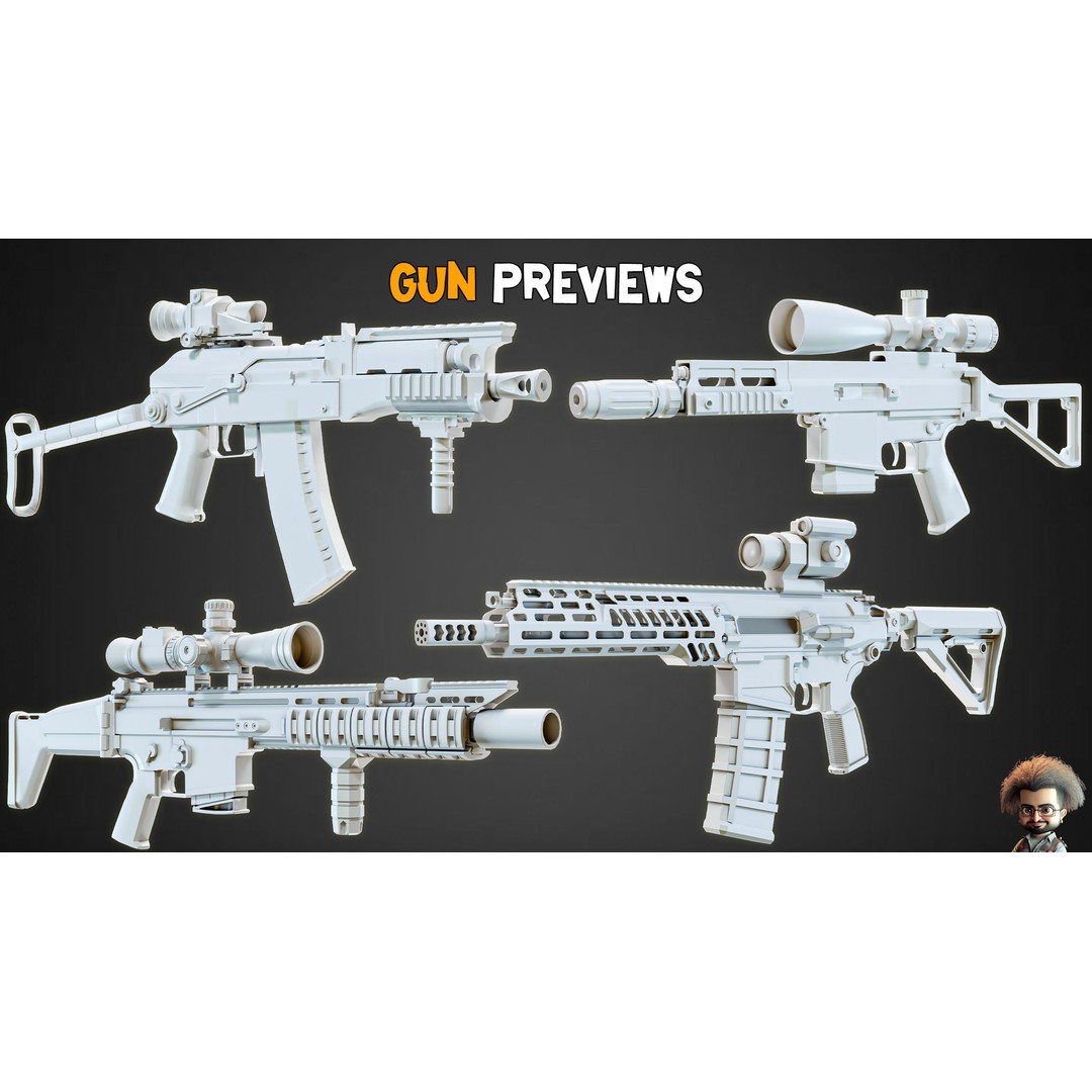 Modern Gun 3D Model – Low Poly Game-Ready Asset, FBX, OBJ, Blender - View 7