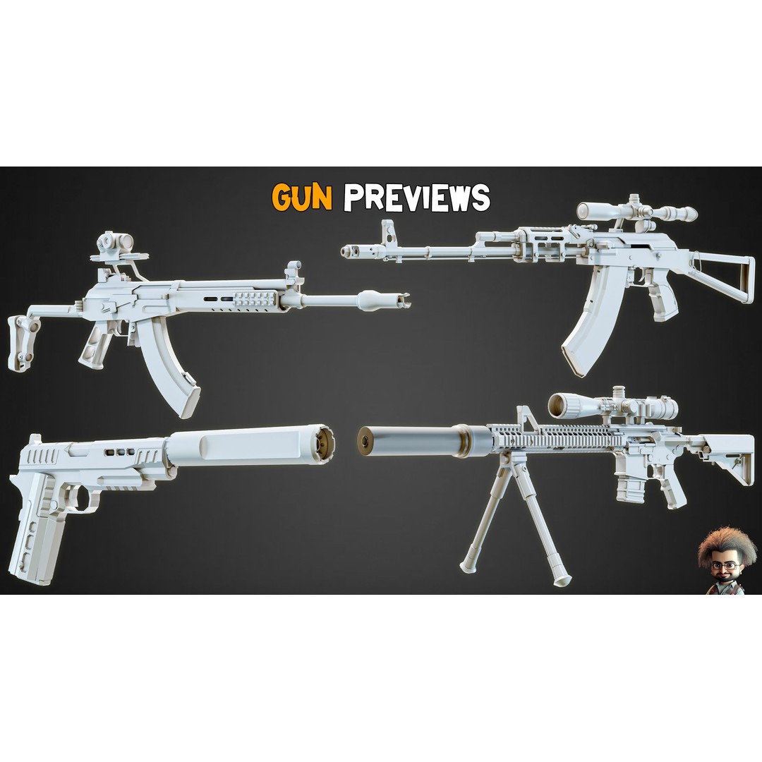 Modern Gun 3D Model – Low Poly Game-Ready Asset, FBX, OBJ, Blender - View 9