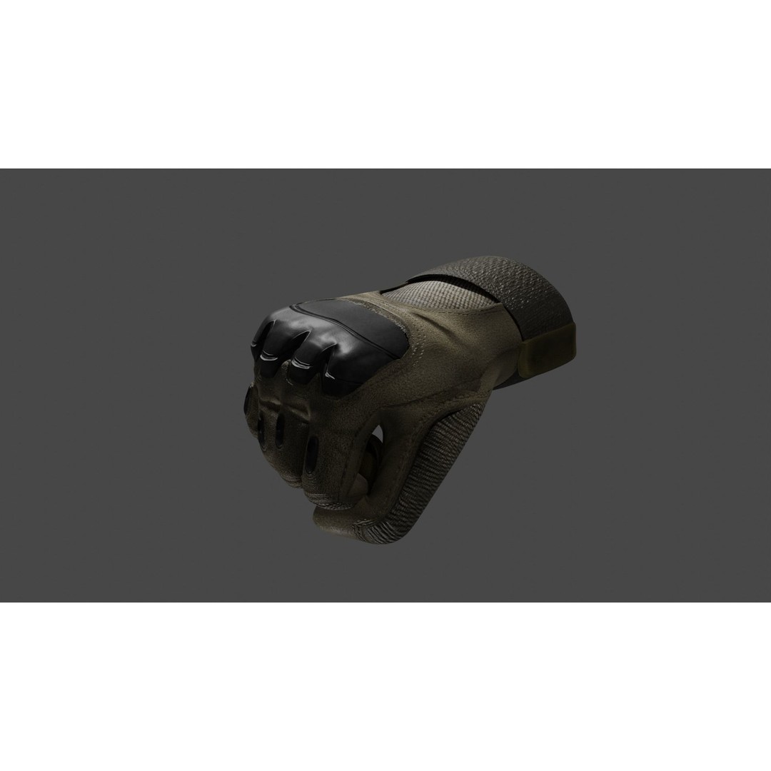 Tactical Military Gloves 3D Model – Low Poly Rigged Asset, FBX & OBJ - View 3