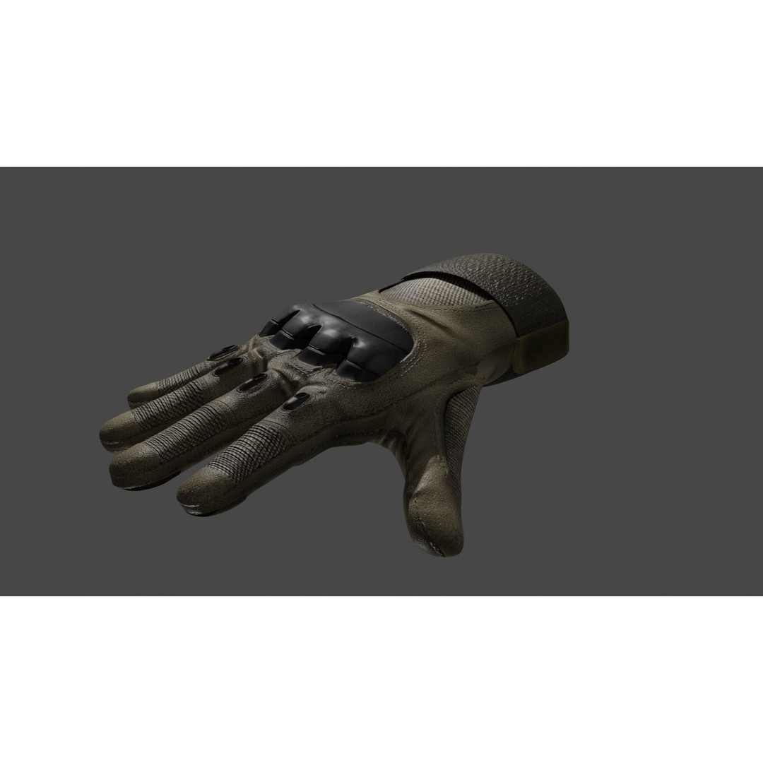 Tactical Military Gloves 3D Model – Low Poly Rigged Asset, FBX & OBJ - View 4