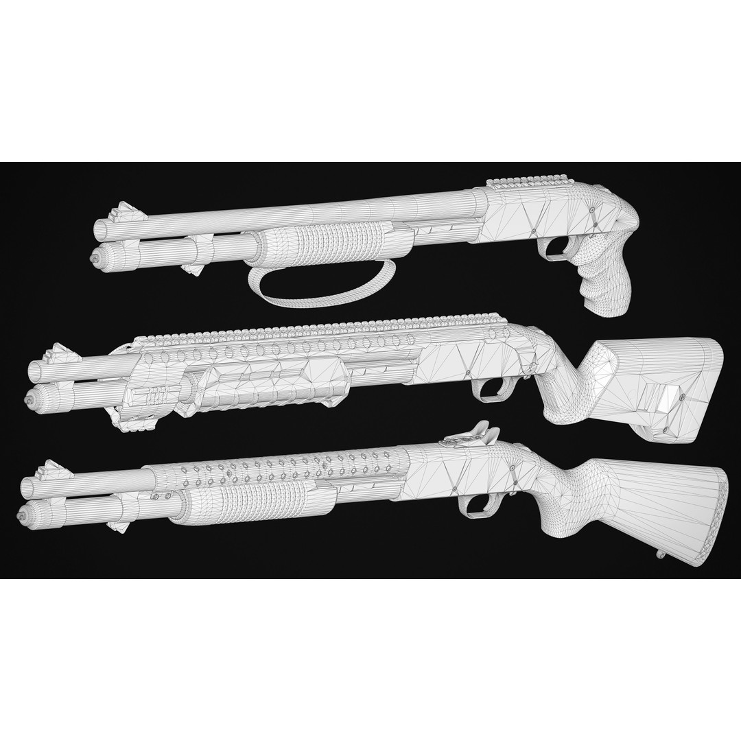 Mossberg 590 3D Model – Low Poly Game Asset, FBX, PBR Textures